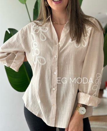 CAMISA LINO CON BORDADO