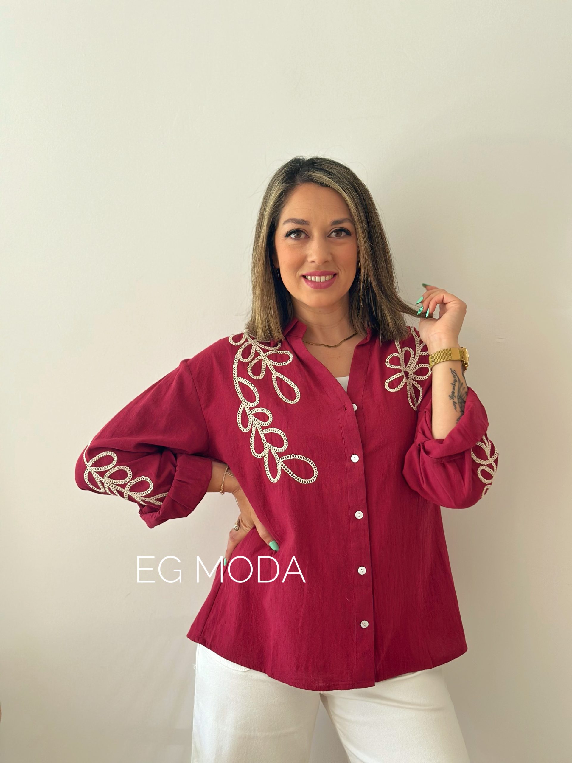 CAMISA LINO CON BORDADO