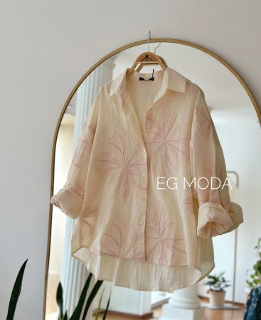 CAMISA CRUDO BORDADA FLOR