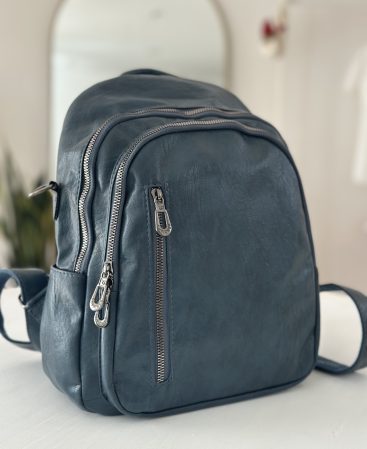 MOCHILA símil cuero azul
