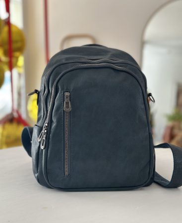 MOCHILA símil cuero azul