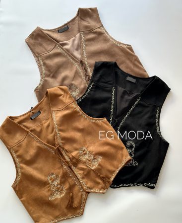 CHALECO GAMUZA c/bordado