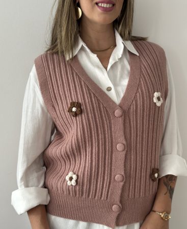 CHALECO TEJIDO C/ Flor