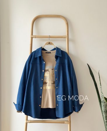 SOBRECAMISA GAMUZA AZUL