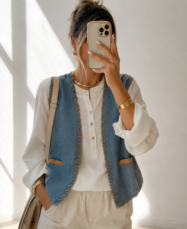 CHALECO JEANS C/gamuza