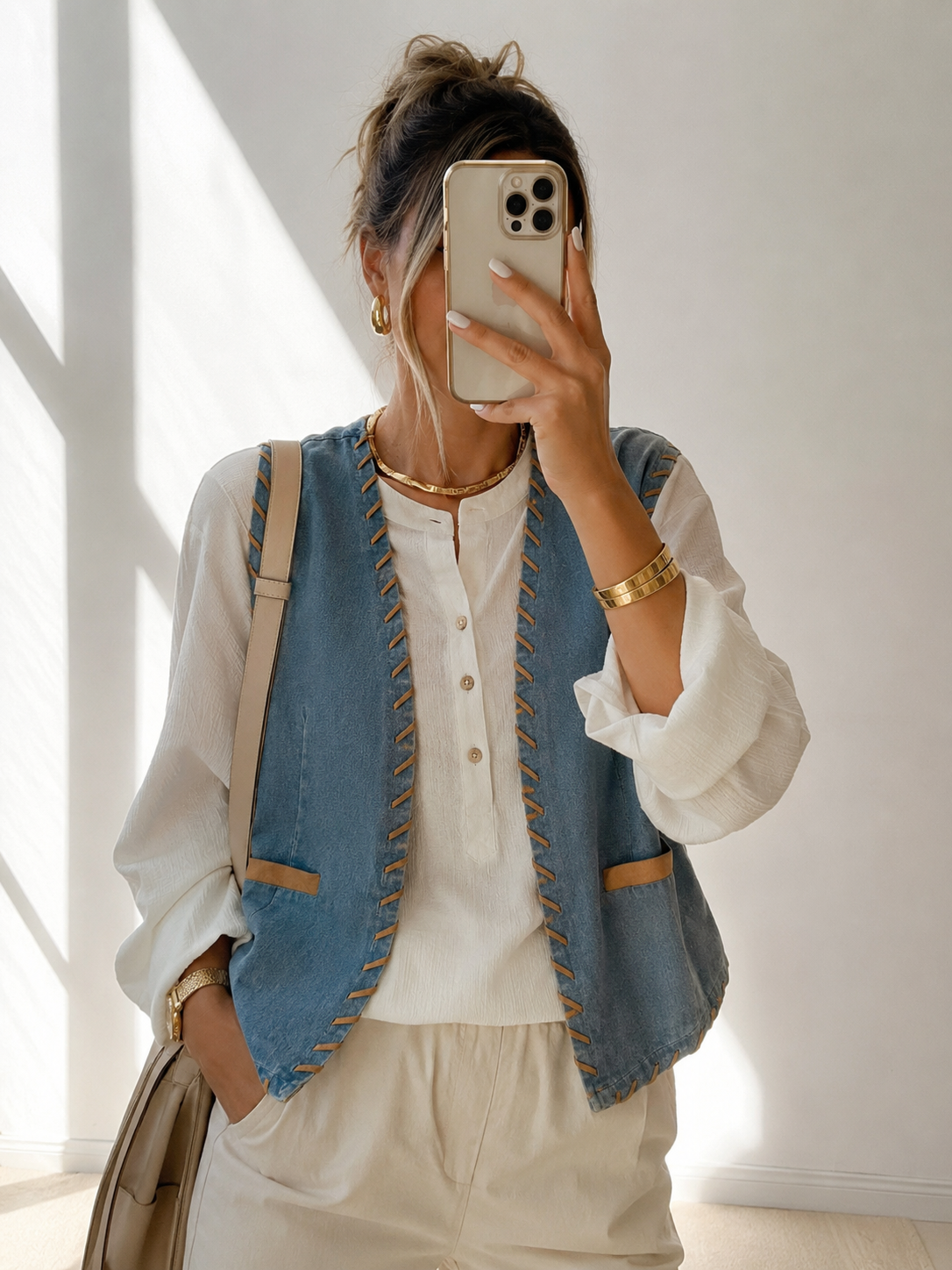 CHALECO JEANS C/gamuza