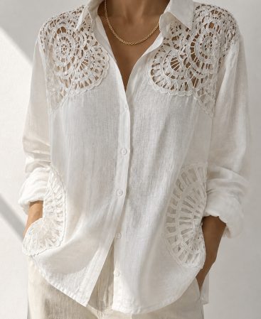CAMISA LINO CON CROCHET