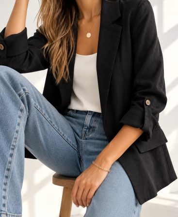 BLAZER DE LINO NEGRO