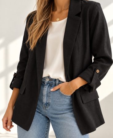 BLAZER DE LINO NEGRO