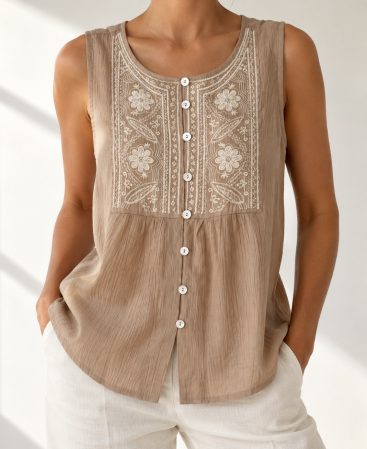 MUSCULOSA CON BORDADO
