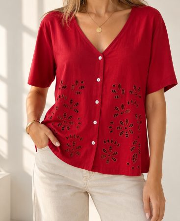 BLUSA EN ALGODÓN C/bordado