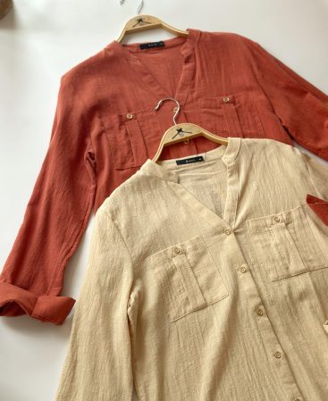BLUSA EN LINO CUELLO MAO