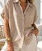 CAMISA RAYADA MANGA CORTA - Beige